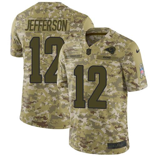 Nike Rams #12 Van Jefferson Camo Youth Stitched NFL Limited 2018 Salute To Service Jersey